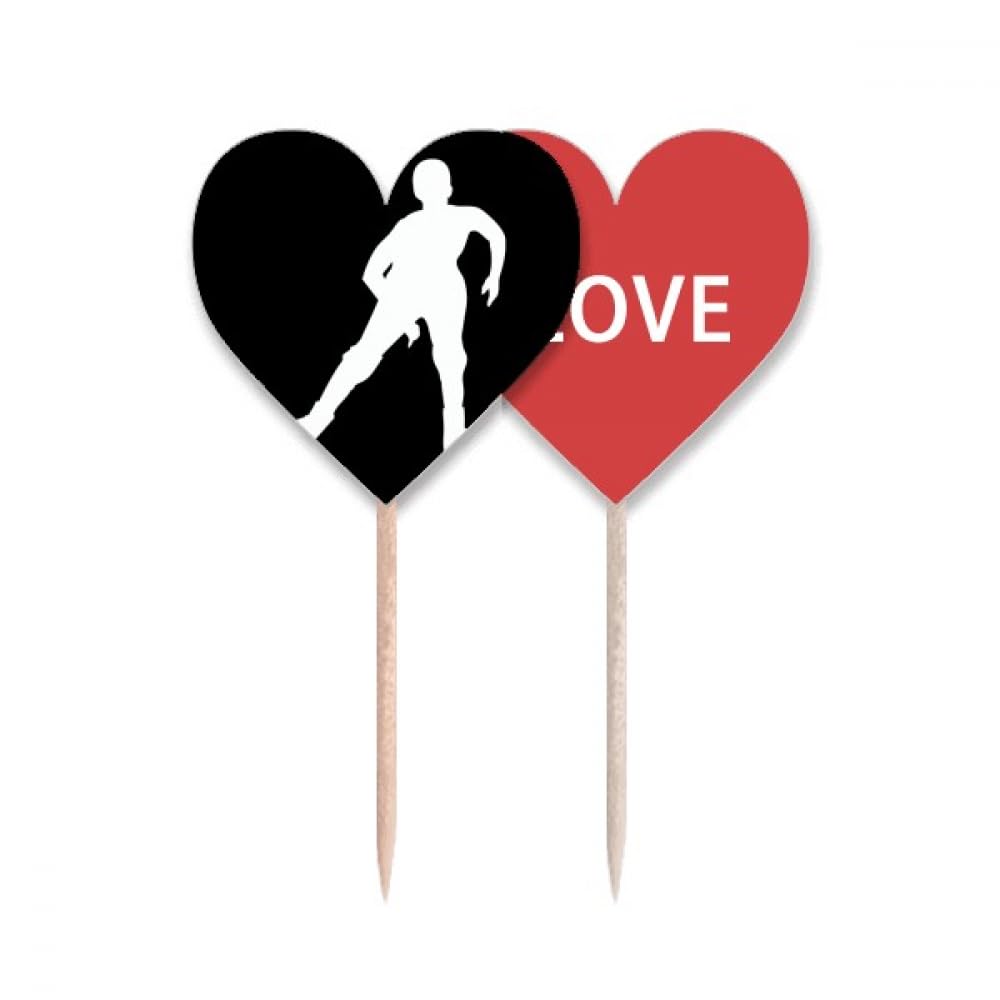 Drapeau amour cœur sur cure-dents noir de ski avec étiquette élégante