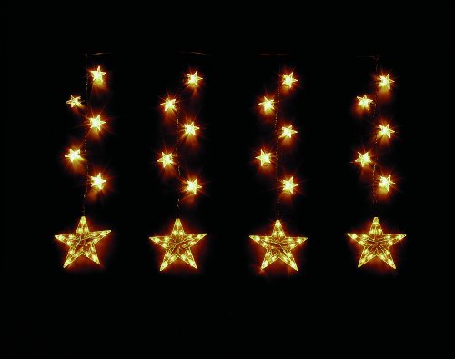Preisvergleich Produktbild HELLUM 506037, Sternenkette aus Kunststoff, Innen- und Außenbeleuchtung, 18-tlg. Sternenkette, 3 Stränge, Strangabstand 35cm, 3 große / 15 kleine Sterne, klar, B: 0,9 m, H: 0,95 m, Zuleitung 4,25m, Kabel weiß, inkl. Trafo