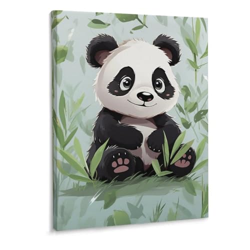 Toile murale panda avec cadre de qualité pour décoration de maison