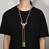 Joxevyia Horse Bolo Tie Western Cowboy Necktie for Men Women Adjustable Brown Leather Cord Running Horse Bola Tie, 6# Antique Silver Bull Bolo Tie-brown, adjuatable #2