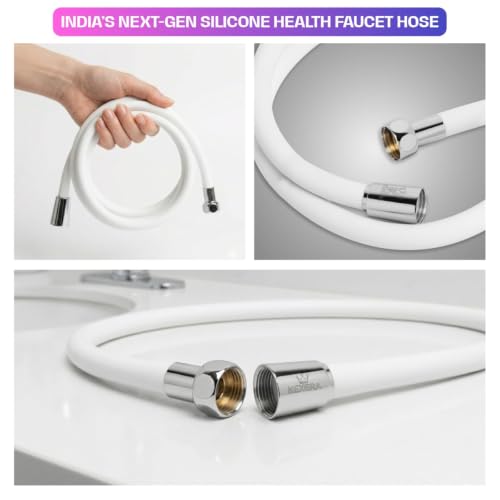 Image of Aura Dual Flow Health Faucet | India's First Silicone Hose with Brass nut | Soft & High Pressure Jet Spray | ABS Rust-Free Toilet Spray (Chrome Finish) (Black)