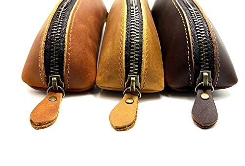 Craoopii Leather Pencil Case Pencil Bag Pouch With Zipper Pen Holders Handmade Genuine Leather For Men Women Businessmen And Artists Home Work Office. (Brown) #TOP6