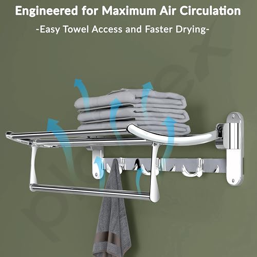 Plantex Stainless Steel Folding Towel Rack for Bathroom/Towel Stand/Hanger/Bathroom Accessories(18 Inch-Chrome) (Image - 6)