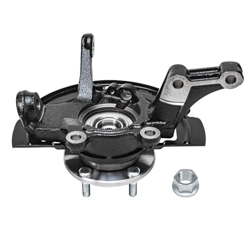 Image of Detroit Axle - 2.5L Front Left Knuckle CV Axle for 2002-2006 Nissan Altima [Automatic Transmission; NON-ABS Brakes] 2003 2004 2005 Replacement Steering Knuckle with Wheel Bearing Hub CV Axle Assembly