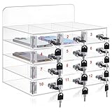 Zertylre Acryl Handy-Aufbewahrungsbox, Handy-Aufbewahrungsschrank mit Türschlössern und Schlüsseln, für Klassenzimmer, Büro, Fitnessstudio, Wandmontage & Schreibtisch (12 Fächer)