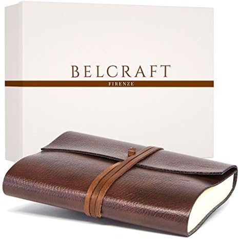 Tivoli Refillable Recycled Leather Bound Journal, Made in Italy, Including Gift Box, A5 (15x21 cm) Brown