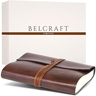 Tivoli Refillable Recycled Leather Bound Journal, Made in Italy, Including Gift Box, A5 (15x21 cm) Brown