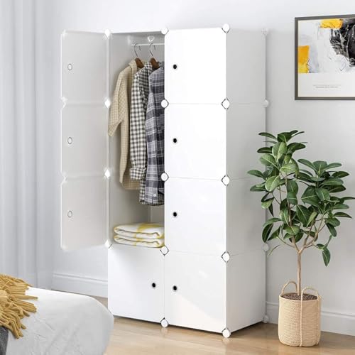Image of Mevigo 8- Shelf Plastic Wardrobe for Kids and Baby-Cupboard for Clothes, Almirah for Clothes, Baby Collapsible Wardrobe, Multi-Purpose Kids Storage Rack for Home Books,Toy,Living Room -White J4