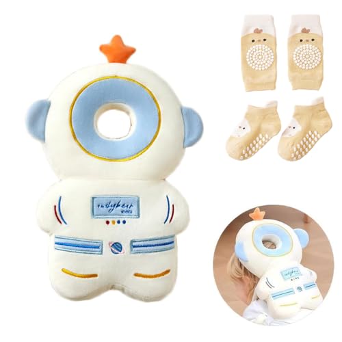 Bambebe Soporte para la Cabeza del Bebé Ajustables Anti-Caídas Almohada Protección Bebé Protector de Cabeza Casco de Protección para Bebe(Astronauta)