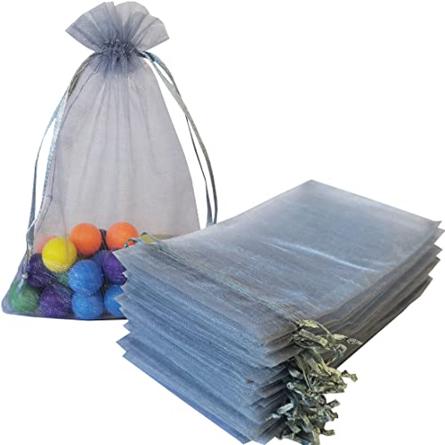 UBGBHO 100 Piece Organza Gift Bags 5x7 Inch Silver Gray Drawstring for Baby Shower,Christmas,Kids Birthday,Party Favors,Wedding,