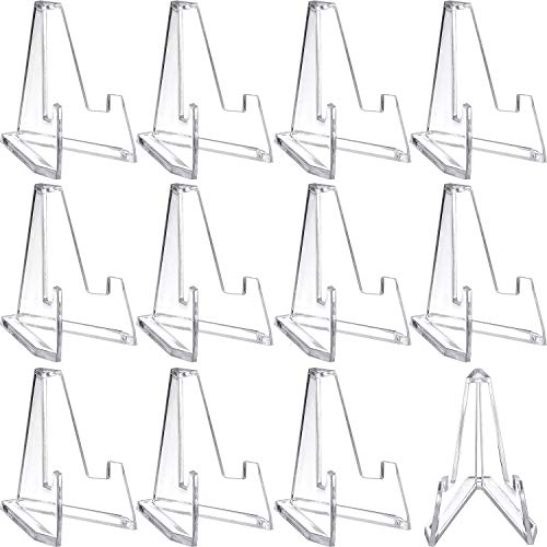 Boao 12 Packs Thicked Card Display Stand 2 24 Small Easel Stands Acrylic Picture Holder Stands Mini Coin