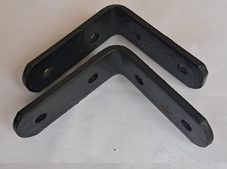 Image of Q1 Beads 2 Pack Metal 6 x 6 inches Heavy Duty 30 Kgs. Load Capacity L Clamp Angle Bracket Floating Bracket for Wall Shelf,Rack, Home,Shop, Showroom (6x6 Inches, Black Powder Coated)