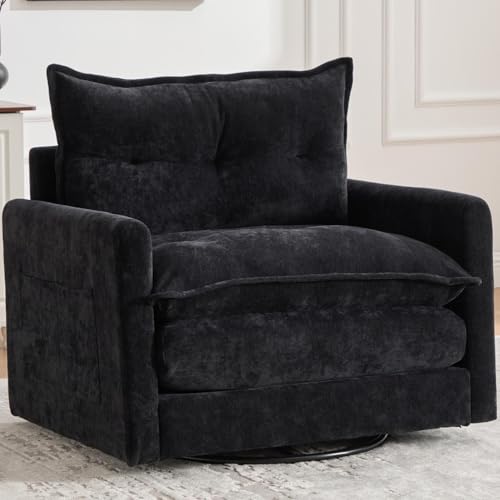 Kolavess Oversized Chenille Swivel Chair