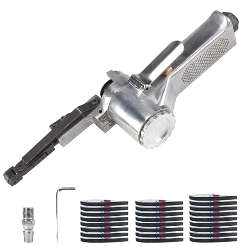 Ponceuse à Bande Pneumatique, Robuste et Facile à Utiliser, Ponceuse à Doigts, la Poignée Peut Pivoter à 360°, Ponceuse à Bande Pneumatique, pour Poncer, Affûter et Enlever la Rouille (argent)