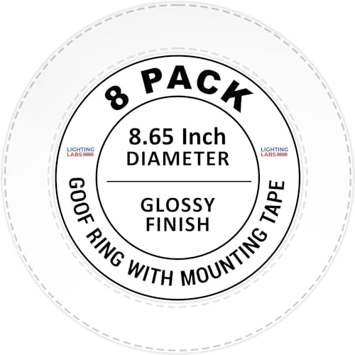 Image of LightLabs Goof Ring Gloss 8 Pack 8.65 inch Diameter for 6 inch Cans. Inlcudes Mounting Tape to Fix Drywall Damage for Flush Mount Recessed Down Lights. 6.2 inch Inner Diameter Recessed Light Cover Glossy White