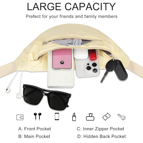 Image of Large Crossbody Bag Waist Pack Sling Fanny Pack for Women Trendy Travel Essential Belt Bags with Adjustable Strap,Pale Yellow