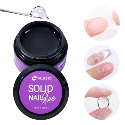 Gelike ec - Pegamento en gel sólido para uñas - Pegamento UV para uñas a presión, puntas de uñas acrílicas postizas, uñas adhesivas extrafuerte de larga duración y fácil de usar