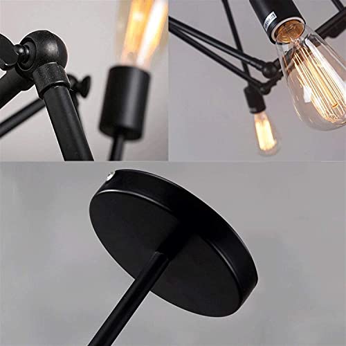 Lámpara satélite 12 luces de hierro con diseño araña industrial retro 2