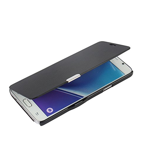 MTRONX Phone Case for Samsung GalaxyNote 5, Note 5, Magnetic Ultra Folio Flip Slim Leather Twill Case Cover Pouch N9200 - Black(MG-BK)