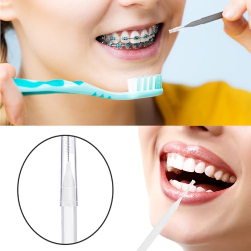 Image of Patelai 100 Pieces Braces Dental Brush for Cleaner Interdental Toothpick Dental Tooth Flossing Head Oral Hygiene Flosser Toothpick Cleaners Tooth Tool(Blue, Grey, White,Various Sizes)