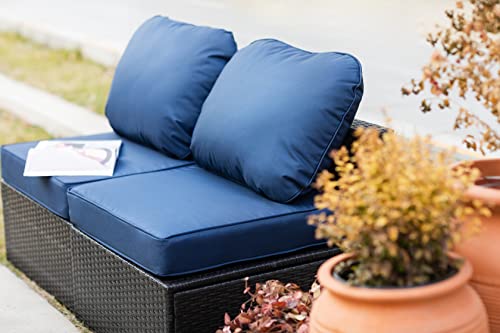 Sinovoy Outdoor/Indoor 24Lx24W Patio Sectional Sofa Soft Cushion With Back Cushion Replacement Breathable Water-Resistant Deep Seat Patio Chair Cushion (Navy Blue) #TOP1