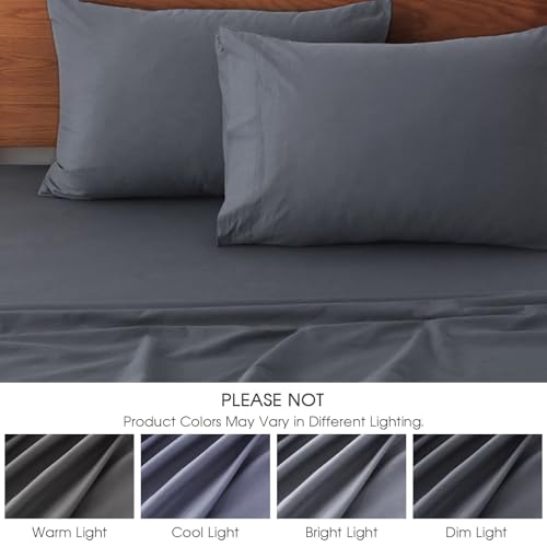HYPREST Extra Deep Pocket Cal King Sheet Sets Fits 18"-24" in Deep Mattress -100% Cotton California King Sheet Set, Grey Hotel Luxury Soft Wrinkle Free Cooling Sheet Sets Deep Pocket
