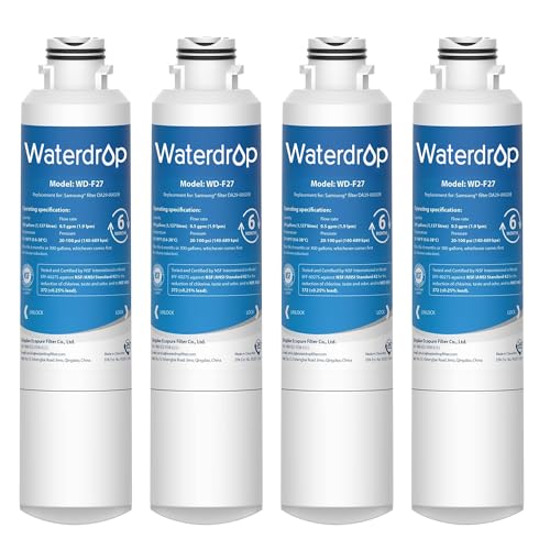 Waterdrop DA29-00020B Replacement for Samsung® Water Filter HAF-CIN/EXP, DA29-00020B, HAF-CIN, DA29-00020B-1, RF28HMEDBSR, RF263BEAESR, RS25J500DSR, RF263TEAESG, HDX FMS-2, DA97-08006A-1, 4 Filters