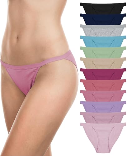 Image of Sexy Basics Womens String Bikini Briefs | 100% Cotton | No Show Underwear | Multi Packs & Colors