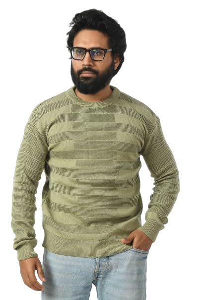 Men Round Neck Full Sleeve Woolen Pullover Winter Sweaters for Winter (in, Alpha, 2XL, Regular, Lime Green)-picture-15