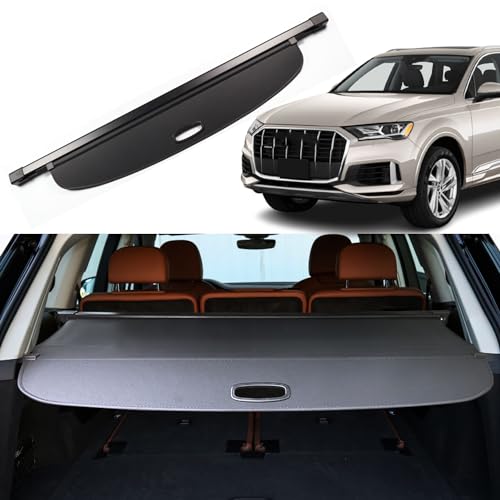 Liizoo Cargo Cover for Audi Q7 2022 2023 2021 Q7 Accessories 2020 2019 2018 2017 2016 Retractable Trunk Rear Security Cover Shielding Shade, Black