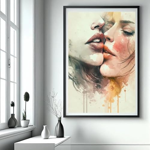 Art mural salon peinture abstraite fille noire décoration intérieur chambre