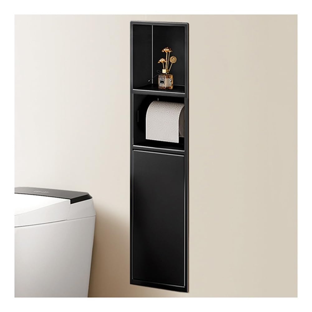 QUSYZD Stainless Steel Recessed Shower Niche with Double Shelves and Trash Can Bathroom Storage Organizer,Grey-63x20x13.5cm,Black-80x18x12.5cm