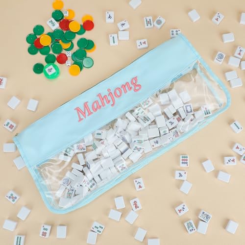1 PCS American Mahjong Tile Bag - Empty Mahjong Tiles Bag Only with Zippered & Letters, Case Only,Blue by EIMEET - Image 5