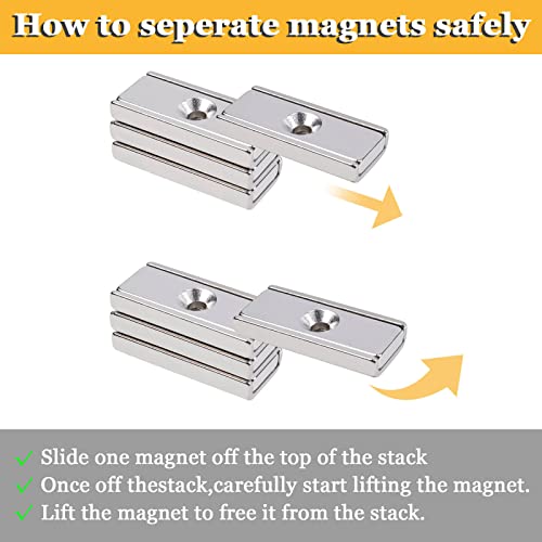 6Pcs Magnets Neodymium Rectangular Pot Magnets, 38Lbs Pulling 30X13.5X5Mm Heavy Duty Rare Earth Magnets With Countersunk Hole And Screws, Industrial Strength Neodymium Bar Magnets For Wall Mounting #TOP7