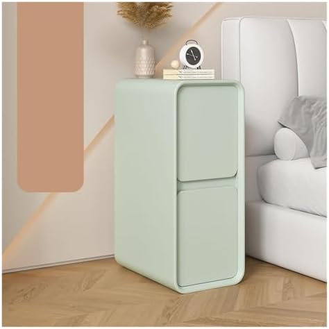 Modern Wood Nightstand with 2 Drawers - Space-Saving Bedside Table for Bedroom, Living Room, or Any Space - Stylish Narrow End Table for Small Rooms