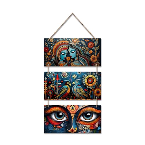 Artvibes Modern Indian Folk & Mystical Fusion Art Wooden Wall