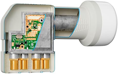 HB-DIGITAL Quad LNB 4-krotny DVB-S DVB-S2 Full HD TV 4K UHD SAT głowa biała 4 uczestników z ochroną przed warunkami atmosferycznymi + 8 x pozłacane wtyczki F