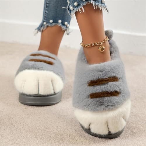 Zureto Cat Paw Slippers for women, Cat Feet Slipper, Indoor Outdoor Cute Funny 3D Cartoon Warm Fluffy Furry Winter House Shoes4