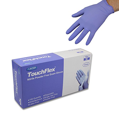 TouchFlex N318B-30M Guantes de Nitrilo Desechables, Sin Polvo, Violeta (Violeta Claro), Talla M / 8 (Paquete de 100 Piezas)