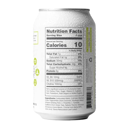 Koios Sparkling Brain Energy - Pear Guava - Nootropic Beverage, Enhance Brain Function, Improve Memory & Productivity, Reduce Stress, Contains Lion’s Mane Mushroom & Mct Oil, Natural Caffeine, Gluten-Free, Vegan (12 Pack) #TOP5