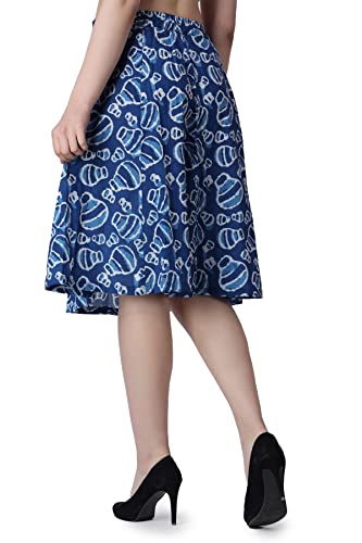 Image of POPWINGS Casual Bagru Printed A-Line Knee-Length Summer Skirt for Women | Ethnic