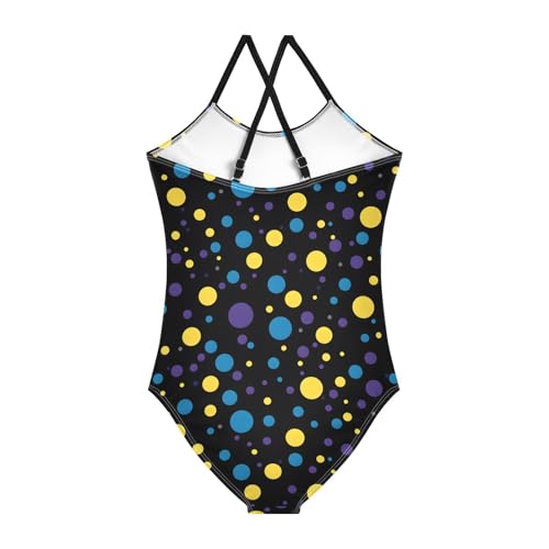 Yellow Blue Dots Girls One Piece Swimsuits Summer Quick Dry Beach Bathing Suit2