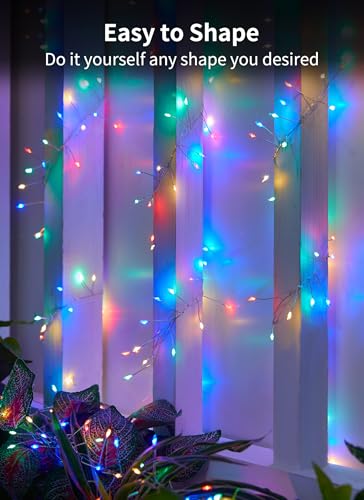 Image of Outdoor Fairy Lights Battery Operated, 2 Pack Firecracker Twinkle String Lights with Remote, 5 Feet 60 LEDs for DIY Wreath Wedding Party Bedroom Mason Jar Holiday Christmas, Multicolor