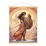 Athena Wisdom Goddess Greek Mythology Feminine Divine Boho Poster Frame Print Wall Art Canvas Picture Modern Family Bedroom Decor Room Aesthetic Wall Art Posters Framed 12x16inch