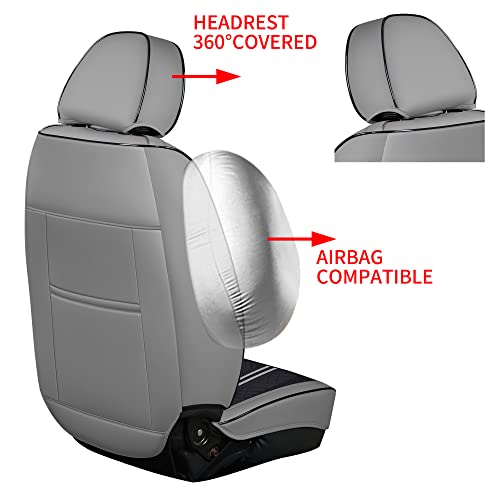 Image of GXT Deluxe Faux Leather Full Coverage Car Seat Cover Anti-Slip Universal Fits for Sedans SUV Pick-up Truck with Headrests,Interior Accessories(Grey and Black)