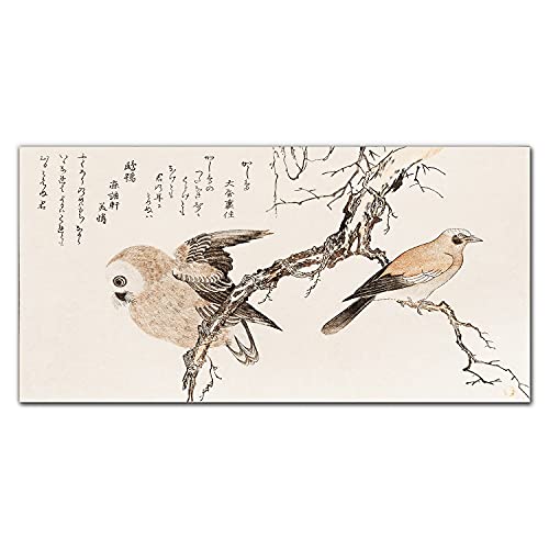 Tableau photo oiseaux d'Asie 120x60cm pour décoration murale de salon