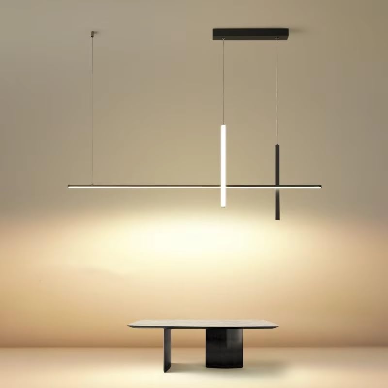 Suspension LED minimaliste noire de 80cm à intensité variable pour salle à manger