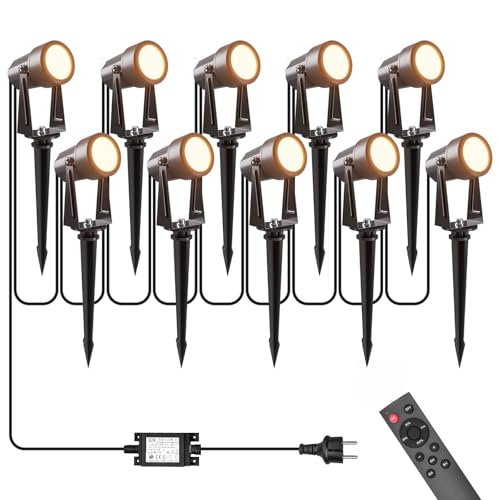 LONIUTO Illuminazione da giardino con alimentazione 35M, 3W*10 pezzi Faretti