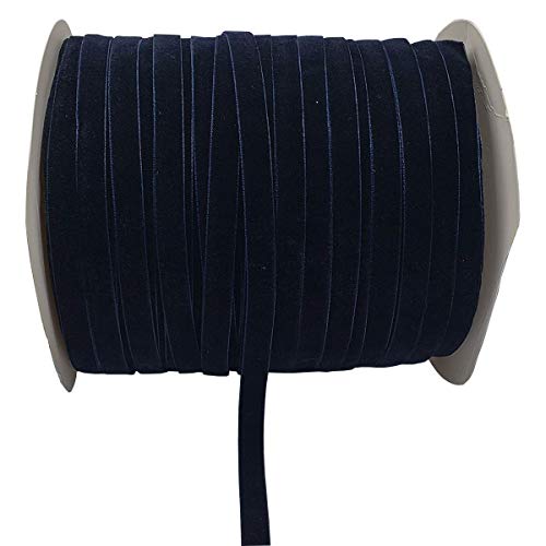 Image of 10 Yards Dark Blue Velvet Ribbon Spool (Navy, 3 /8 inch)