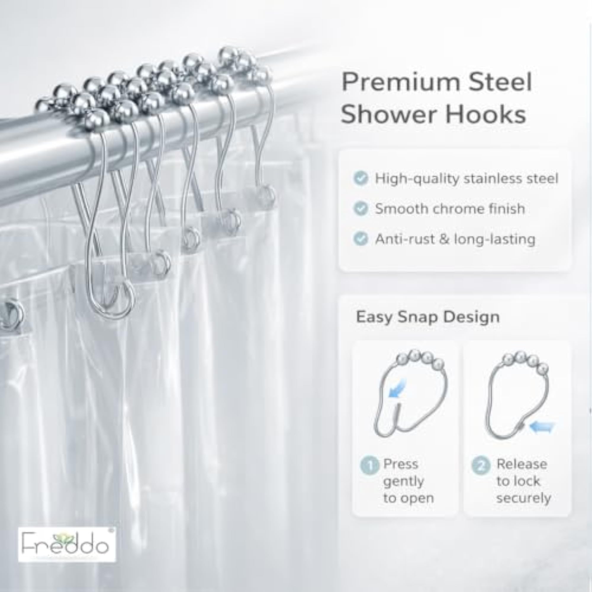 Heavy Duty PVC Transparent Hook Curtain, 4.5 x 7 Feet